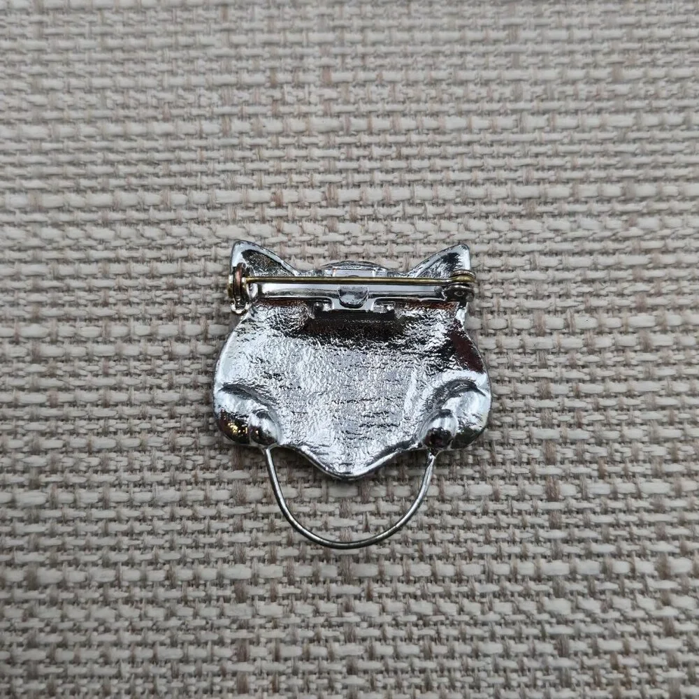 Adorable Kitty Cat Face Pin Brooch A7073 - Picture 4 of 6